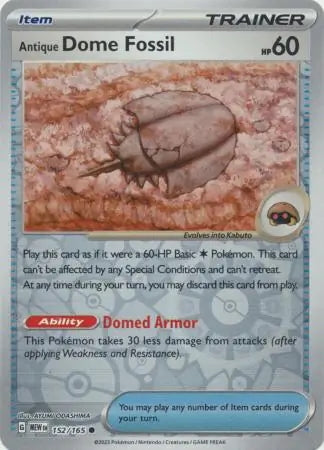 151 Set Antique Dome Fossil #152/165 reverse holo